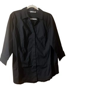 Lee Riders Size XL Black 3/4 Length Sleeves Cotton Blend Collared Shirt